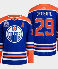 Edmonton Oilers Leon Draisaitl 29 Royal Primegreen Lee Ryan Hall Of Fame Patch Jersey 2022