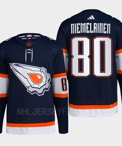 Edmonton Oilers Markus Niemelainen 80 Navy Primegreen Reverse Retro 2.0 Jersey 2022