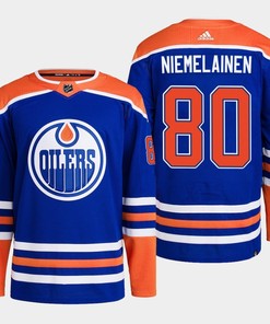 Edmonton Oilers Markus Niemelainen 80 Royal Primegreen 2022-23 Home Jersey