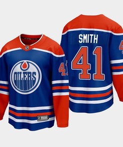 Edmonton Oilers Mike Smith 41 2022-23 Home Royal Jersey Premier
