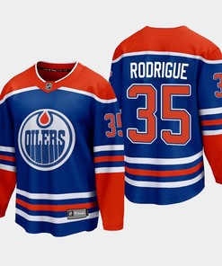 Edmonton Oilers Olivier Rodrigue 35 2022-23 Home Royal Jersey Premier