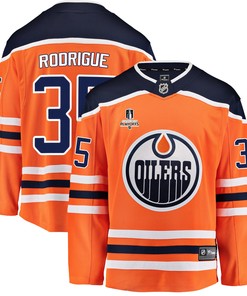 Edmonton Oilers Olivier Rodrigue 35 Home 2022 Stanley Cup Playoffs Breakaway Men Jersey - Orange
