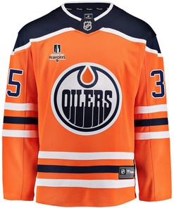 Edmonton Oilers Olivier Rodrigue 35 Home 2022 Stanley Cup Playoffs Breakaway Men Jersey - Orange