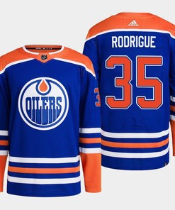 Edmonton Oilers Olivier Rodrigue 35 Royal Primegreen 2022-23 Home Jersey