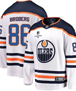 Edmonton Oilers Philip Broberg 86 Away 2022 Stanley Cup Champions Breakaway Men Jersey - White