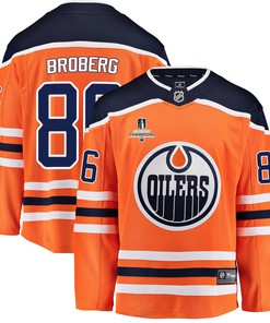 Edmonton Oilers Philip Broberg 86 Home 2022 Stanley Cup Champions Breakaway Men Jersey - Orange