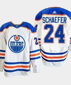 Edmonton Oilers Reid Schaefer 24 White Away Primegreen Jersey 2022-23