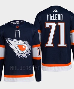 Edmonton Oilers Ryan McLeod 71 Navy Primegreen Reverse Retro 2.0 Jersey 2022
