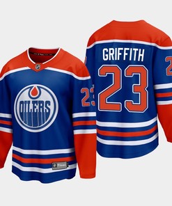 Edmonton Oilers Seth Griffith 23 2022-23 Home Royal Jersey Premier
