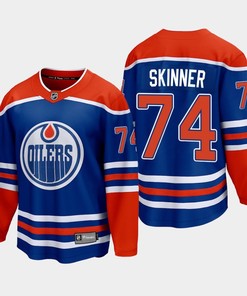 Edmonton Oilers Stuart Skinner 74 2022-23 Home Royal Jersey Premier