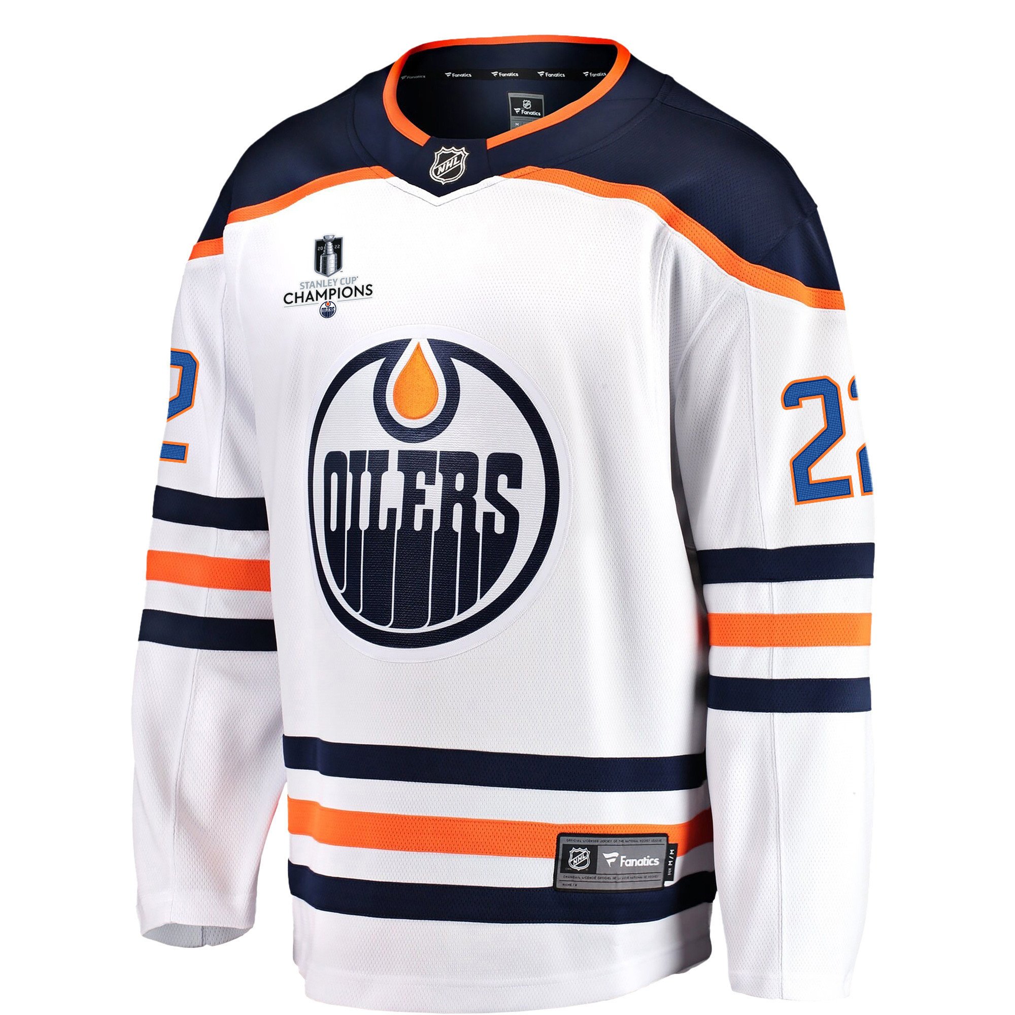 Edmonton Oilers Tyson Barrie 22 Away 2022 Stanley Cup Champions Breakaway Men Jersey - White
