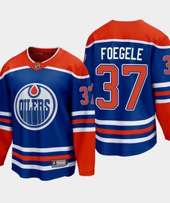 Edmonton Oilers Warren Foegele 37 2022-23 Home Royal Jersey Premier