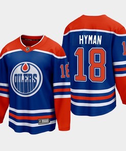 Edmonton Oilers Zach Hyman 18 2022-23 Home Royal Jersey Premier
