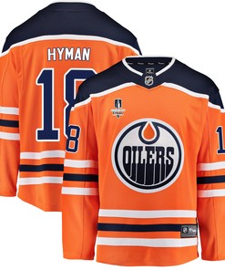 Edmonton Oilers Zach Hyman 18 Home 2022 Stanley Cup Final Breakaway Men Jersey - Orange