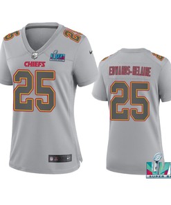 Edwards-Helaire 25 Kansas City Chiefs Super Bowl LVII Atmosphere Jersey - Women Gray