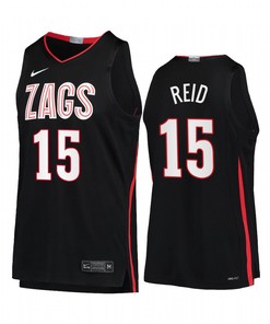 Efton Reid 15 Gonzaga Bulldogs Black Jersey 2022-23 College Basketball