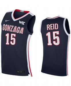Efton Reid 15 Gonzaga Bulldogs Navy Jersey 2022-23 College Basketball