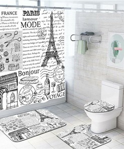 Eiffel Tower Paris Shower Curtain for Romantic Bathroom Decor