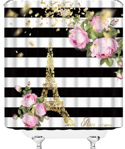 Eiffel Tower Parisian Shower Curtain for Vintage Bathroom Decor