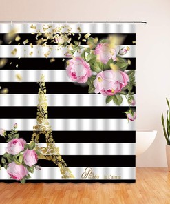 Eiffel Tower Parisian Shower Curtain for Vintage Bathroom Decor