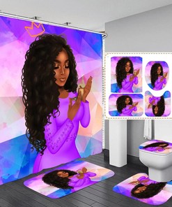 Elegant African American Bathroom Collection with Shower Curtain and Accessories 