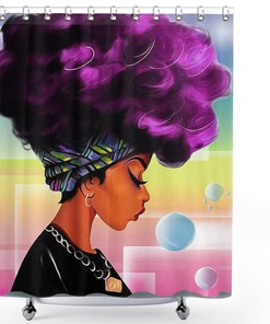 Elegant Black African American Shower Curtain - Beautiful Stall Size Bath Decor