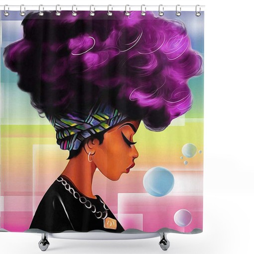 Elegant Black African American Shower Curtain - Beautiful Stall Size Bath Decor
