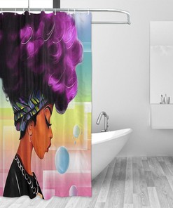 Elegant Black African American Shower Curtain - Beautiful Stall Size Bath Decor