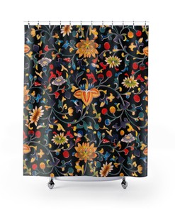 Elegant Black and White Botanical Shower Curtain for Nature-Loving Bathroom Decor
