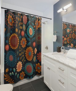 Elegant Floral Boho Shower Curtain for Unique Bathroom Decoration 