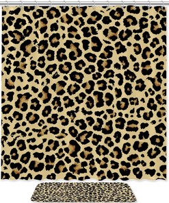 Elegant Leopard Print Shower Curtain in Waterproof Fabric for Bathroom Decor