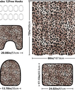 Elegant Leopard Spot Shower Curtain and Mat for Luxurious Bathroom Decor