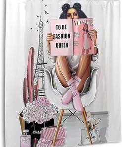 Elegant Pink African American Queen Shower Curtain - Waterproof Fabric Bathroom Decor