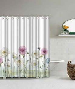 Elegant Pink Poppy Floral Shower Curtain with Artistic Print for Spring Landscape Bathroom Decor 