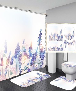 Elegant in Purple - 3D Purple Lavender Waterproof Shower Curtain for Bathroom Decor