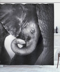 Elephant Art Shower Curtain - Monochromatic Wildlife Print Bath Curtain for Chic Bathroom Decor
