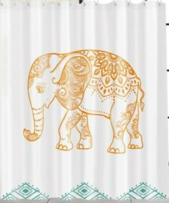 Elephant Boho Shower Curtain, Colorful Animal Pattern for Bathroom 