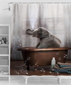 Elephant Herd in Nature Shower Curtain - Wildlife Bathroom Decor Print