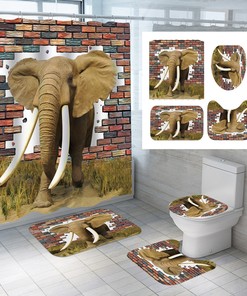Elephant Print 3D Shower Curtain for a Nature-Inspired Bathroom
