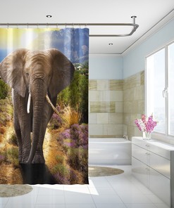 Elephant Print 3D Shower Curtain for an Exotic and Elegant Bathroom