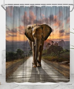 Elephant Safari Shower Curtain for Bohemian Bathroom Decor