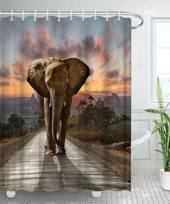 Elephant Safari Shower Curtain for Bohemian Bathroom Decor