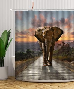 Elephant Safari Shower Curtain for Bohemian Bathroom Decor