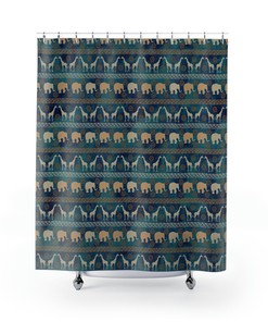 Elephant Safari Shower Curtain for Ethnic Bathroom Decor