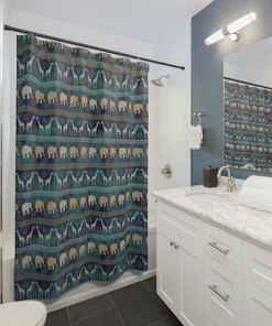 Elephant Safari Shower Curtain for Ethnic Bathroom Decor