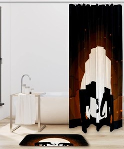 Elephant Shadow Under Moon Shower Curtain - Serene Bathroom Decor