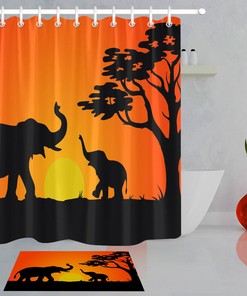 Elephant Shower Curtain Bathroom Decor