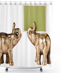 Elephant Statue Shower Curtain - Animal Art Print Bath Curtain for Vintage Bathroom Decor