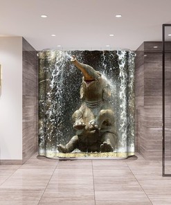 Elephant Waterfall Shower Curtain - Heavy Duty and Modern for Your Bathroom Decor
