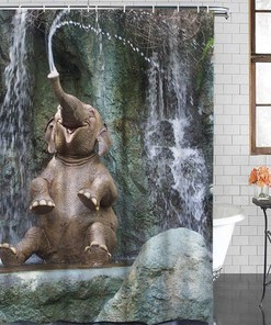 Elephant Waterfall Shower Curtain - Heavy Duty and Modern for Your Bathroom Decor